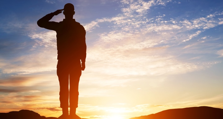 Saluting soldier